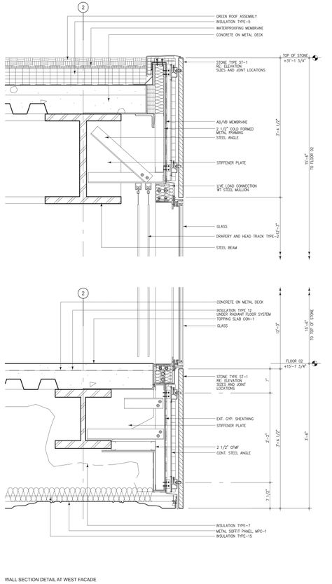 OMA - Office of Metropolitan Architecture, Iwan Baan · Milstein Hall Section Detail Architecture, Steel Facade Architecture, Steel Structure Architecture, Milstein Hall, Section Drawing Architecture, Technical Architecture, Iwan Baan, Construction Details Architecture, Section Detail