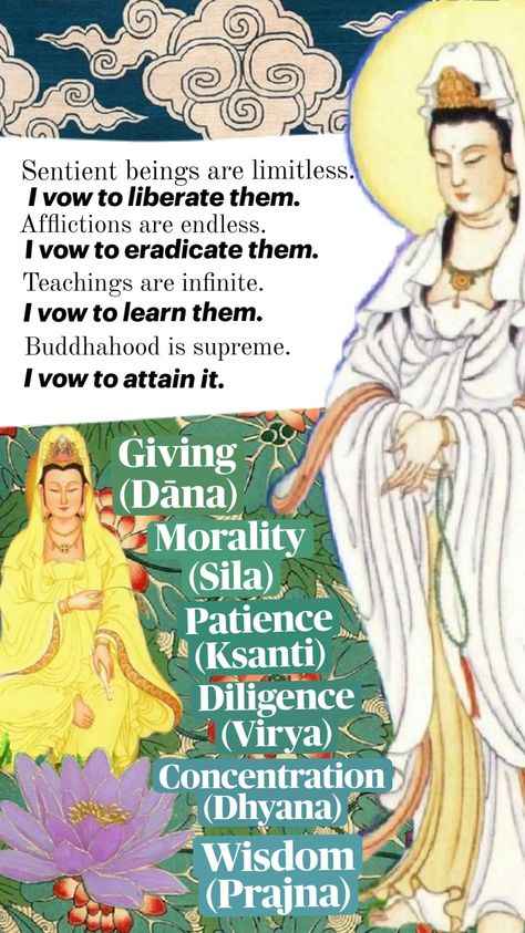 Bodhisattva vows and the six Paramitas 🪷🪷🪷 #buddhism #buddhist #chinese #guanyin #mahayana #spirituality #religion #peace Bodhisattva Guanyin, Mahayana Buddhism, Buddhist Philosophy, Buddhism, Spirituality