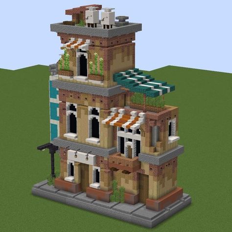 Mc Town Ideas, Minecraft Town Building Ideas, Minecraft Build Themes, Minecraft Town Builds, Minecraft Town Ideas Buildings, Minecraft City Ideas, Casas Mine, Minecraft Sky, Town Minecraft