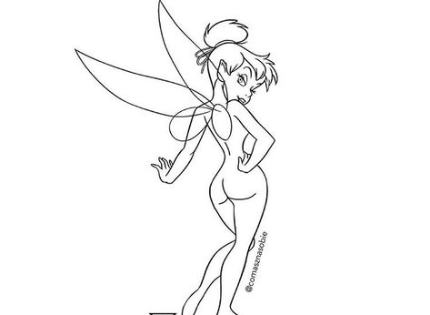 Tinkerbell Tattoo Stencil, Tinkerbell Tattoo, Tattoo Stencil, Tattoo Stencils, Humanoid Sketch, Tattoos, Disney