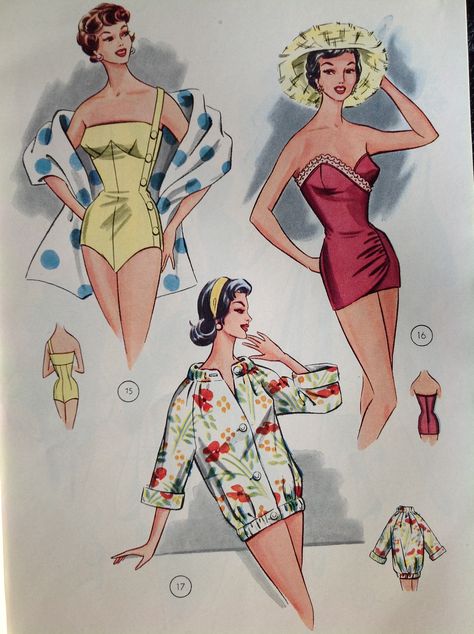 1950s Lutterloh Swimsuit Pattern Skirt Bikinis, Lutterloh Patterns, 50s Swimwear, Vintage Swimsuit Pattern, Vintage Bathing Suit Patterns, 1950s Swimsuit, Retro Bathing Suits, Patron Vintage, Retro Sewing Patterns