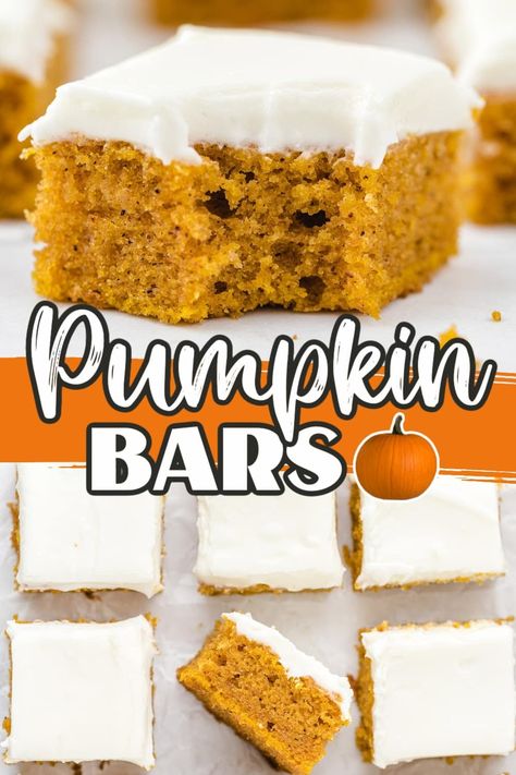 Pumpkin Bars Recipe, Easy Pumpkin Bars, Pumpkin Bars With Cream Cheese, Homemade Cream Cheese Frosting, Bars With Cream Cheese, Homemade Cream Cheese, Dump Cake Pumpkin, Pumpkin Spiced Latte Recipe, Pumpkin Pie Bars