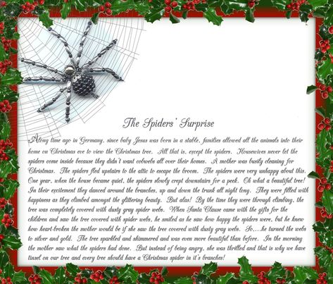 Christmas Spider Legend Poem | Christmas Traditions From My Family To Yours ~ The Christmas Spider! Yule Spider, Spider Poem, Christmas Legends, Christmas Spiders, German Christmas Traditions, Ukrainian Christmas, Spider Ornament, Christmas Stories, Tree Printable