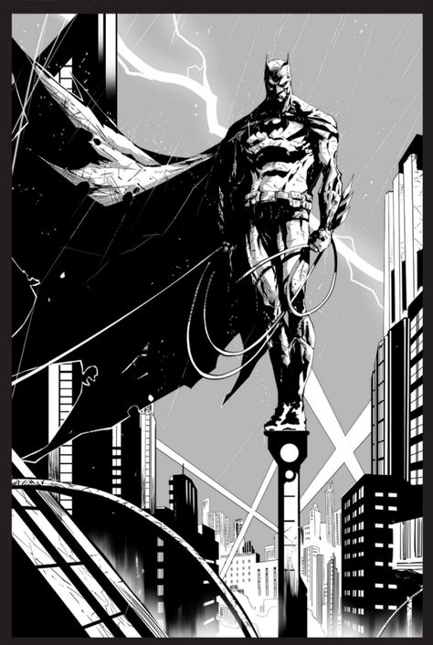 Batman Standing On Building, Batman Poses Reference, Batman Poses, Batman Black And White, Batman Art Drawing, Rare Comic Books, Batman Tattoo, Univers Dc, I'm Batman