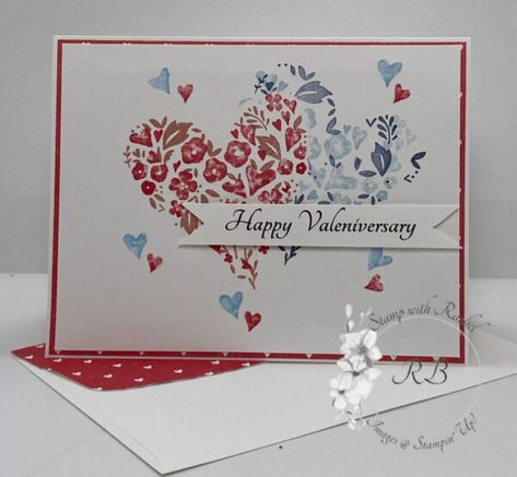 Su Country Bouquet Cards, Stampin Up Country Bouquet Cards, Stampin Up Bouquet Of Love, Stampin Up Country Bouquet, Country Bouquet, Cards Valentines, Hearts And Flowers, Hand Crafted Cards, Country Floral