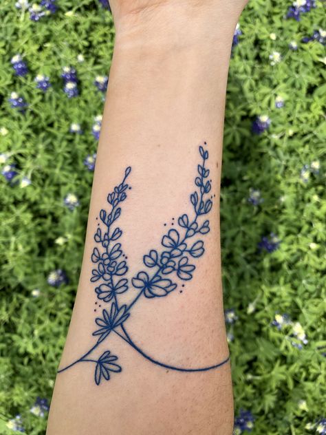 bluebonnet tattoo Blue Simple Tattoo, Blue Bonnets Tattoo, Blue Outline Tattoo, Dainty Bluebonnet Tattoo, Blue Bonnet Tattoo Simple, Blue Linework Tattoo, Texas Bluebonnet Tattoo, Bluebonnets Tattoo, Small Blue Tattoo