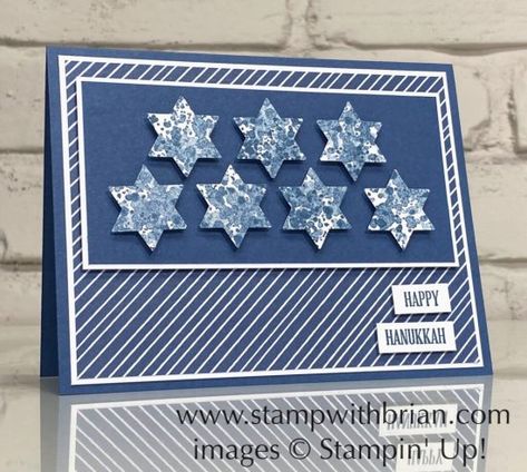 Stampin Up Starlit Punch, Stampin Up Hannukah Cards, Stampin Up Hanukkah Cards, Hannukah Cards Diy, Hanukkah Cards Handmade, Happy Hanukkah Images, Happy Hanukkah Cards, Chanukah Cards, Jewish Holiday Cards