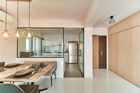 Enclosed Kitchen Design, Enclosed Kitchen Ideas, Hdb Kitchen, Enclosed Kitchen, Singapore Interior Design, Singapore Interior, Interior Design Singapore, Kitchen Interior Design, Kitchen Redesign