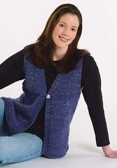 Denim Vest - Free Crochet Pattern - See… Knit Vest Pattern Women, Knit Vest Pattern Free, Vest Pattern Free, Knit Vest Pattern, Crochet Vest Pattern, Knit Denim, Lion Brand Yarn, Crochet Jacket, Vest Pattern