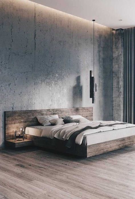 Diy Seng, Bedroom Lamps Design, Stylish Bedroom Decor, Mid Century Bedroom, Grey Bedroom, Loft House, Bedroom Bed Design, Modern Bedroom Design, Stylish Bedroom