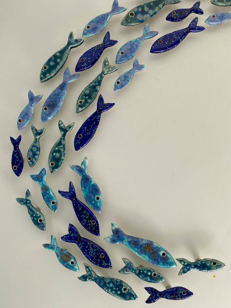 Beach Art Diy, Kitchen Coastal, Clay Fish, Fish Artwork, Fish Wall Decor, Clay Diy Projects, Clay Crafts Air Dry, Fish Wall Art, Ceramic Fish