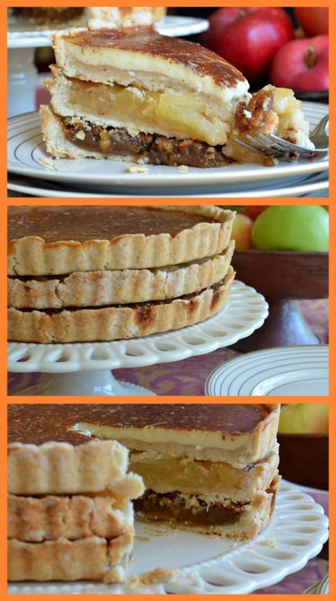 Stacked Fall Pie #recipe... three pies in one- why not? What a fun idea from @threemanycooks Stacked Desserts, Stack Pie, Stack Cakes, Sweet Taco, Feast Ideas, Easy Baked Apples, Kitchen Chemistry, Squash Pie, Beet And Goat Cheese