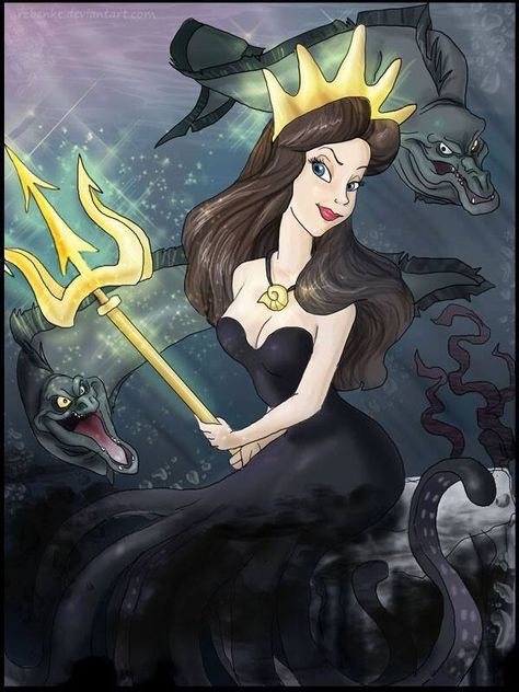 *VANESSA ~ Ursula's human alter ego - reverted back to Ursula the third day + dies when Prince Eric stabs her. A Mermaid, Snakes, The Queen, Mermaid, Deviantart, Queen, Disney, Animals, Black