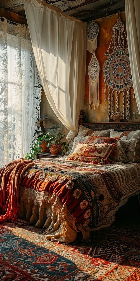 Boho Bedroom Inspirations, Magic Ideas, Boho Bedrooms, Zimmer Diy, Chic Apartment, Boho Bedroom Ideas Hippie, Boho Bedroom Design, Boho Style Bedroom, Bedrooms Ideas