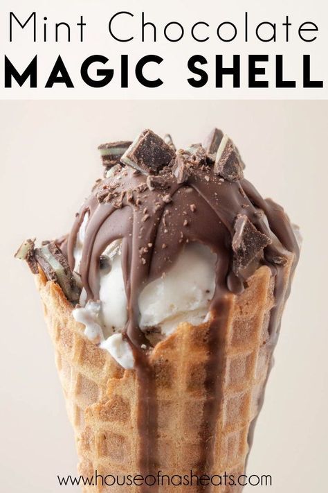 Magic Shell Recipe Homemade, Chocolate Shell Recipe, Diy Magic Shell, Hard Chocolate Shell, Magic Shell Ice Cream Topping, Magic Shell Recipe, Mint Magic, Ice Cream Mint, Homemade Magic Shell