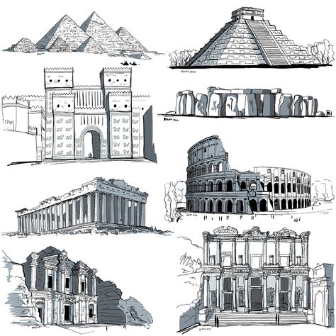 Sketchbook: Best of antique buildings and architecture on Behance Parthenon Architecture, Ancient Greek Buildings, Building Sketches, Ancient Egypt Architecture, Greek Buildings, Antique Drawing, Greece Architecture, Ancient Egyptian Architecture, Architecture Drawing Sketchbooks