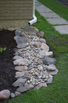 Downspout Extension, Rock Garden Landscaping, Have Inspiration, Home Landscaping, Garden Yard Ideas, Garden Bed, Landscaping With Rocks, Outdoor Landscaping, Lawn And Garden