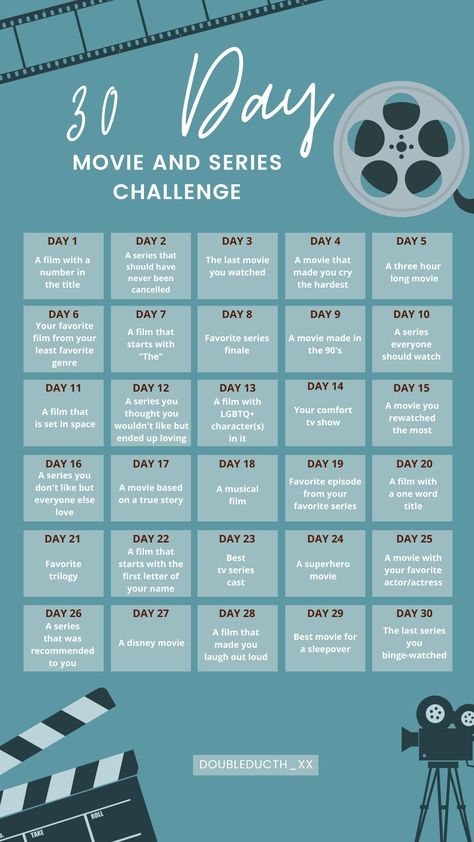 30 Movies Challenge, 2024 Movie Challenge, Monthly Challenge Ideas Fun, 30 Day Challenge Instagram, Movie Challenge List, 30 Day Movie Challenge, Movie And Series, Movie Bingo, Movie Watchlist