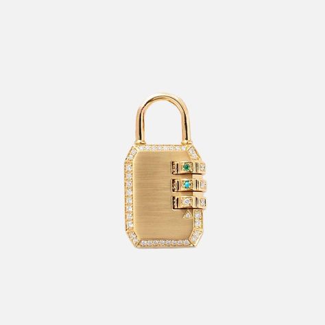 James Banks Design Large Code Padlock 1 Banks Design, Bank Design, Padlock Necklace, Lock Jewelry, Anchor Chain, Lock Necklace, Jewelry Lookbook, Curb Chain, Pave Diamonds