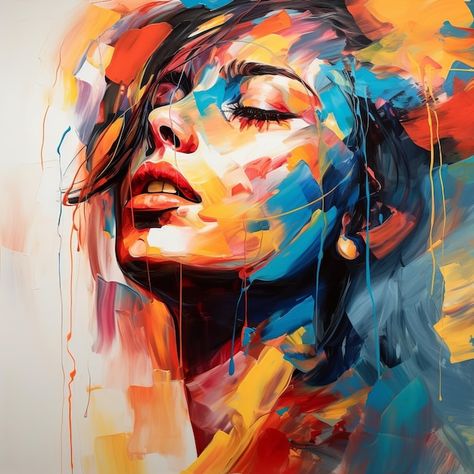 Peinture Abstraite Vibrante Représentati... | Premium Photo #Freepik #photo #art-moderne #peinture-abstraite #art-contemporain #couleurs-vives Dimitra Milan, Portraiture Art, Painted Faces, Swimsuit Edition, Abstract Faces, Paint Art, Art Moderne, Texture Painting, Premium Photo