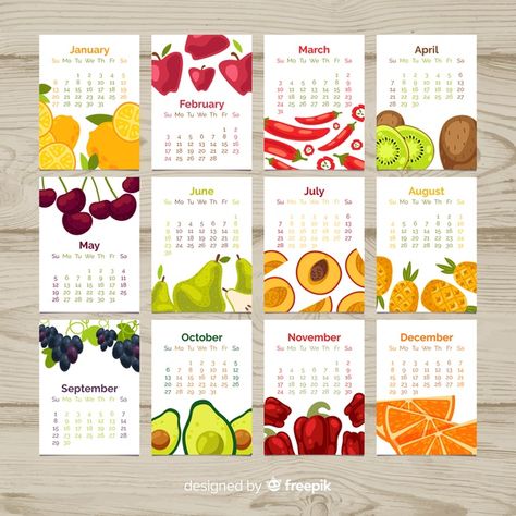 Calendar of seasonal vegetables and fruits | Premium Vector #Freepik #vector #food #calendar #design #template Calendar Ideas Design, Fruit Calendar, Calendar Design Layout, Food Calendar, Calendar Graphic, Meal Calendar, Illustration Calendar, Season Calendar, Calendar Design Template