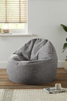 Charcoal Grey Chunky Weave Bean Bag Chair Bean Bag Chair Living Room, Grey Bean Bag, Grey And White Room, Mood Board Bedroom, Bean Chair, Teenage Boy Room, Bean Bag Living Room, Bedroom Corner, Double Sofas