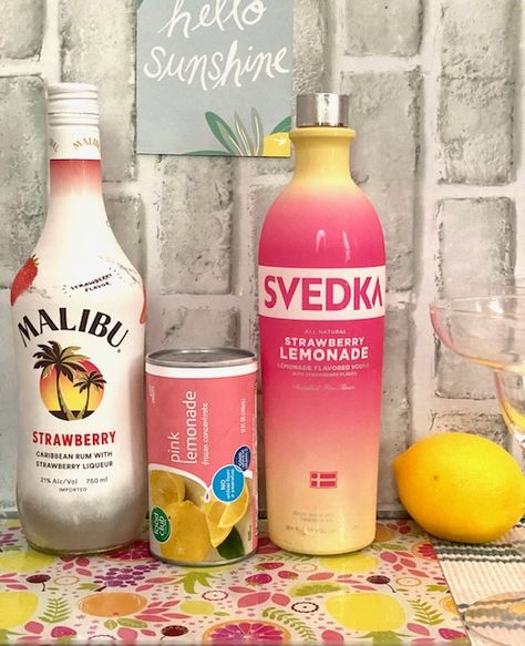 How To Make Malibu Strawberry Lemonade Vodka Slushies Strawberry Lemonade Mixed Drink, Drinks With Strawberry Malibu, Strawberry Lemonade Vodka Recipe, Strawberry Malibu Rum Drinks Recipes, Slushie Alcohol Drinks, Strawberry Malibu Rum Drinks, Camping Drinks Alcohol, Lemonade Alcohol Drinks, Strawberry Rum Drinks