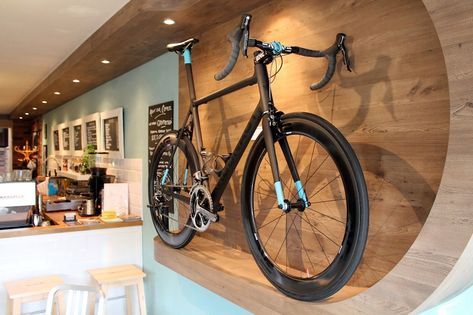 Cup Diy Ideas, Kids Bike Storage Garage, Kids Bike Storage, Storage Garage Organization, Bike Shop Ideas, Bike Showroom, Bicycle Cafe, Bike Cafe, Bike Storage Garage