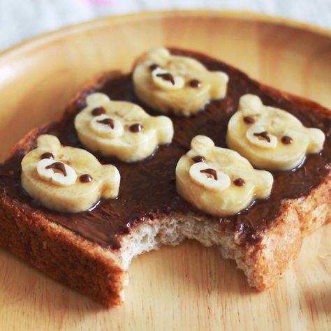 Toast Art, Choco Banana, Banana Toast, Homemade Nutella, Kawaii Cooking, Nutella Recipes, Cute Snacks, Kawaii Food, Fun Kids Food