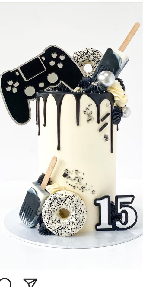 Gamer Birthday Cake, Playstation Cake, Cake Designs For Boy, 17 Birthday Cake, Teen Cakes, 13 Birthday Cake, Fancy Cupcakes, Birthday Cakes For Teens