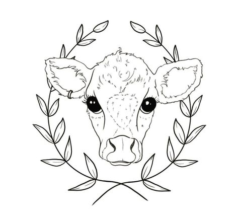 Heifer Tattoo, Cow Icon, Tattoo Prints, Venus Tattoo, Chest Tattoo Ideas, Cow Tattoo, Chest Hair, Cow Drawing, Strawberry Cow