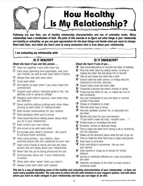 This simple relationship worksheet can help you decide if your relationship is a healthy one. #relationships Healthy Relationship Worksheets, Relationships Worksheets, Couples Counseling Worksheets, Health Checklist, Couples Therapy Worksheets, He Cheated, Relationship Worksheets, Relationship Activities, Teen Relationships