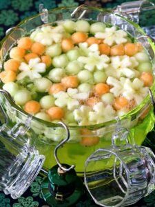 boozy-shamrock-party-punch-bowl St Patrick’s Day Punch, At Patrick’s Day Party, Shamrock Punch, Steak And Whiskey, St Patrick's Day Food Ideas, Festive Punch, St Patricks Food, Holiday Punch Recipe, St Patricks Day Drinks