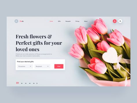 Flower & Gifts shop - Landingpage typography minimal pink gifts buy ecommerc shop flower header website web landingpage ux ui Flower Shop Website, Floral Website, Florist Website, Flower Header, Shop Banner Design, Flower Shop Design, Flower Logo Design, Graphic Design Cards, Shop Website