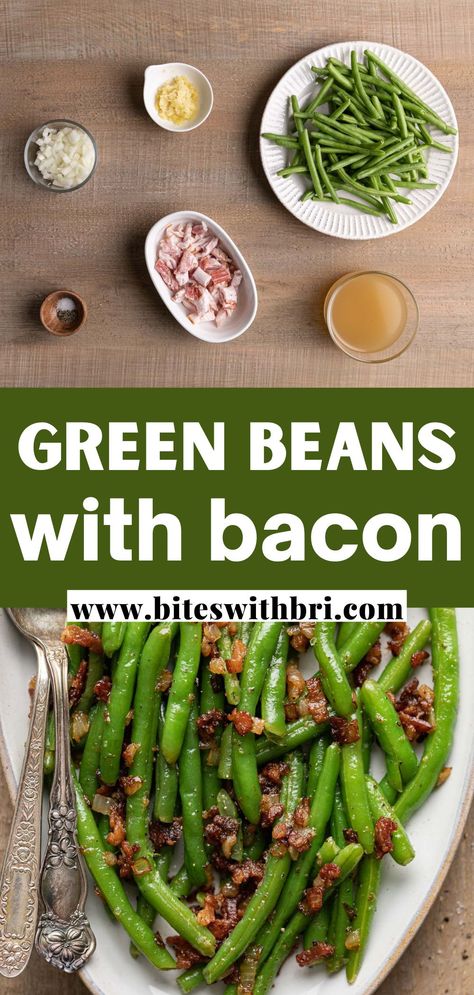 These Southern Green Beans (Instant Pot) are the most flavorful green side dish. They are steamed in chicken broth and sauteed in bacon grease. Does it get any better? And of course they are loaded with crispy bacon and onions. So good and ready in less than 15 minutes! Bacon Green Beans Recipe, Glazed Green Beans, Bacon Side Dishes, Smothered Green Beans, Skillet Green Beans, Cooking Fresh Green Beans, Beans With Bacon, Easy Green Beans, Carrots And Green Beans