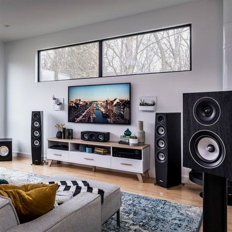 Home Theater Room Design, Theater Room Design, Living Tv, Home Theater Setup, Audio Room, In Wall Speakers, Home Theater Rooms, Tv Wall Design, Hi-fi