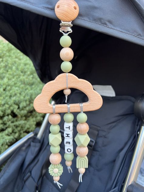 Personalised Handmade Stroller / Pram / Car Seat Sensory Toy , Christmas, Baby Shower Gift , Pram Toy, Personalised Pram Mobile, Hanging Toy - Etsy Silicone Bead Ideas, Diy Pacifier Clip, Baby Stroller Toys, Pacifier Clips Diy, Pram Charms, Baby Shower Gifts For Guests, Mickey Mouse Themed Birthday Party, Baby Crafts Diy, Baby Carrier Accessories