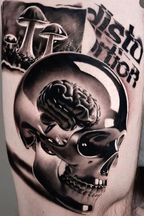 Brain Tattoo, Hyper Realistic Tattoo, Cool Nature, Hourglass Tattoo, Rose Tattoos For Men, Realistic Tattoo Sleeve, Skull Art Drawing, Silhouette Tattoos, Geometric Tattoos