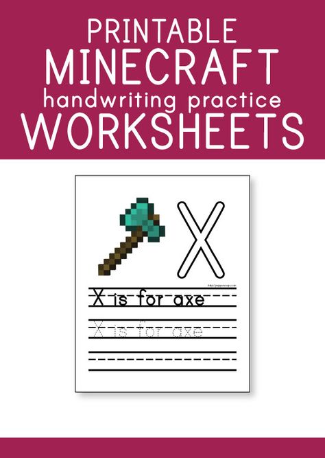 FREE Printable Minecraft Handwriting Practice Worksheets Free Minecraft Printables, Minecraft Worksheets, Free Printable Minecraft, Printable Minecraft, Learn Handwriting, Minecraft Printables, Cursive Practice, Handwriting Practice Worksheets, Writing Practice Worksheets