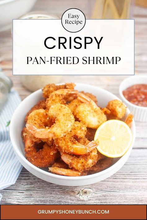 Dive into flavor paradise with our Crispy Pan-Fried Shrimp recipe! These golden bites boast a perfect crunch outside, revealing juicy, tender shrimp within. Quick, easy, and a surefire way to elevate your seafood game. Pin it now for a delightful, crispy creation that's a feast for the senses! Get this shrimp recipe and more at Grumpy's Honeybunch website. #CrispyShrimp #SeafoodRecipes #DeliciousBite Fried Shrimp Recipes Easy, Frying Pan Recipes, Pan Fried Shrimp, Fried Shrimp Recipes, Salmon And Shrimp, Crispy Shrimp, Shrimp Recipes Easy, Cocktail Sauce, Fried Shrimp