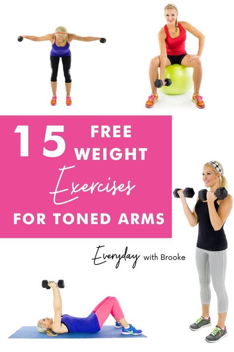 Try these 15 Exercises for toned arms using dumbbell weights at home or at the gym with Brooke Farmer. #movepraylove #workout #armworkout #workoutroutine #everydaywithbrooke Free Weight Arm Workout, Weights Arm Workout, Quick Arm Workout, Exercises For Toned Arms, Weights At Home, Arm Workout Women With Weights, Get Toned Arms, Arm Exercises With Weights, Dumbbell Weights