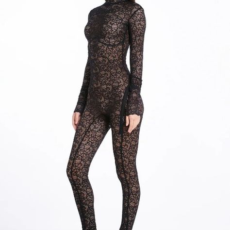 Black Lace Bodysuit Long Sleeve FLEXY Crafted from 100% nylon, this bodysuit boasts a turtleneck, open back, and long sleeves, offering a silhouette that's both effortlessly sexy and sleek. Its versatility shines through the ability to transform any outfit – layer it under a jacket or pair it with an oversized shirt for a look that's uniquely yours. The black lace bodysuit outfit becomes a canvas for your creativity, allowing you to experiment with styles that highlight its intricate lace de... Black Lace Bodysuit Outfit, Lace Bodysuit Outfit, Bodysuit Outfit, Body Stocking, Black Lace Bodysuit, Full Body Suit, Body Suit Outfits, Concert Looks, Layering Outfits