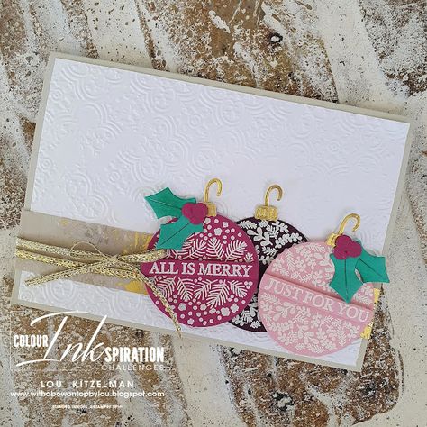 Sample Christmas Cards, Create Christmas Cards, Stamped Christmas Cards, Ornament Card, Fabric Stamping, Stampin Up Christmas Cards, December 2024, Stampin Up Christmas, Holiday Paper