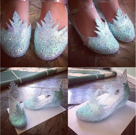 DIY Ice Queen Elsa Shoes Elsa Shoes, Ice Queen Costume, Frozen Diy, Frozen Crafts, Frozen Jr, Frozen Themed Birthday Party, Elsa Costume, Frozen Costume, Frozen Theme