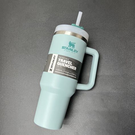 How Cute! Stanley Sea Foam 40oz tumbler 
Great for hot or cold. Stainless Steel. dishwasher safe Aqua Stanley Cup, Stanley Cup Seafoam, Teal Stanley Cup, Stanley 40 Oz, Teal Stanley, Cali Allstars, Stanley Colors, Stanley Ideas, Stanley Products