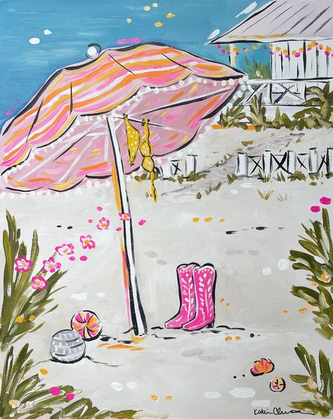 Physical print of an original painting. Professionally printed on heavy duty printing paper. Prints For Collage Wall, Coastal Cowgirl Painting Ideas, Lilly Pulitzer Painting, Beach Design Ideas, Beachy Prints, Dorm Prints, Cowgirl Print, Collage Mural, Printing Paper