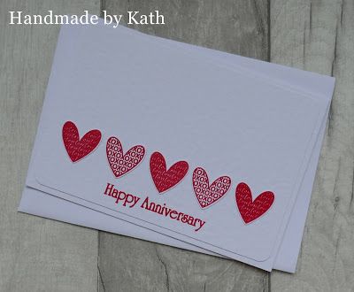 Anniversary Cards Handmade, Cas Cards, Card A, Red Ink, Red Hearts, Anniversary Card, Simon Says Stamp, Greetings Card, Plain White