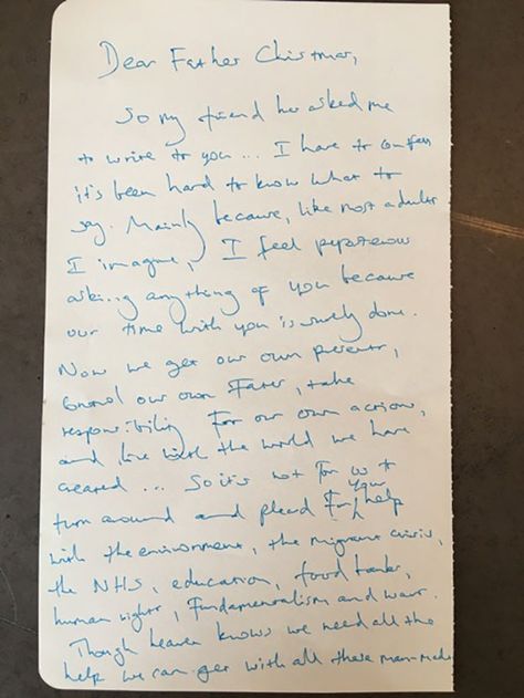 Benedict Cumberbatch wrote this inspiring wish list to Santa Letter To Celebrity, Letter To Father, James Rhodes, Time Continuum, Annie Lennox, Writing Lists, Celebrity List, Santa Letter, Christmas Lettering