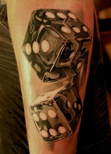 Dice tattoo.. very nice! Casino Tattoo, Dice Tattoo, Virgo Star Sign, Full Leg Tattoos, Gambling Gift, Forarm Tattoos, Gambling Cake, Gambling Tattoo, Body Modification