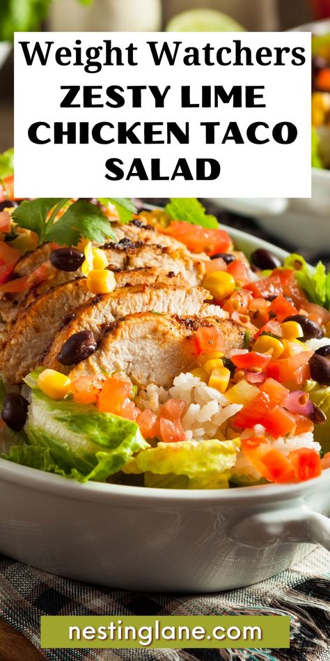 Lite Lunches Ideas, Weight Watchers Salad Recipes, Low Point Weight Watchers Recipes Dinner, Weight Watchers Salads, Chicken Taco Salad Recipe, Mexican Lunch, Weight Watchers Salad, Ww Dinners, Weight Watchers Food Points